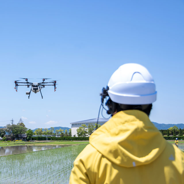 ドローン農薬散布作業風景